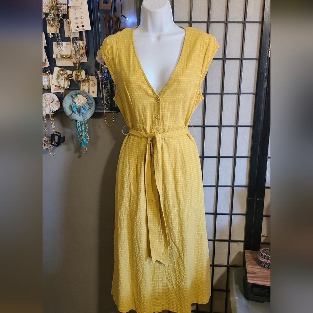 MIAMI Checked Yellow Dress L